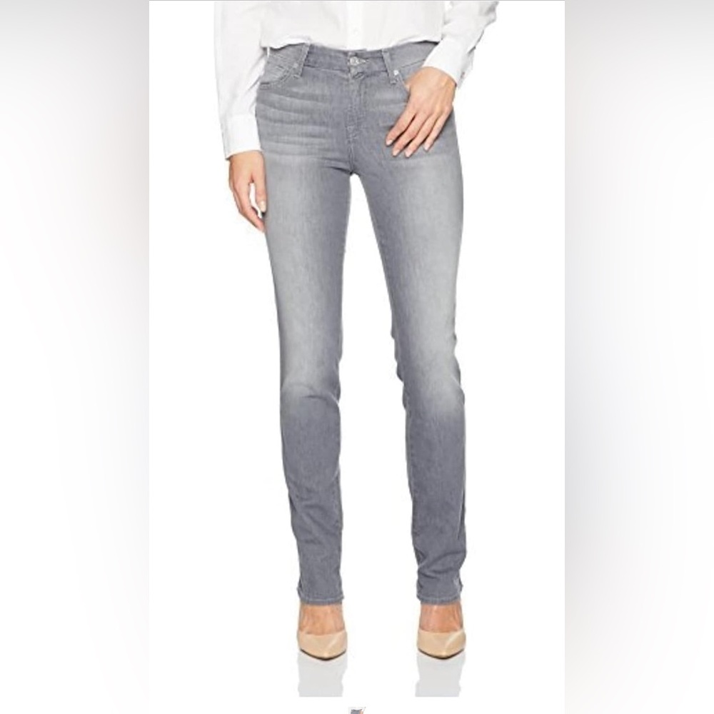 7 For All Mankind Jeans Womens Grey Denim Cotton Blend Straight Low Rise